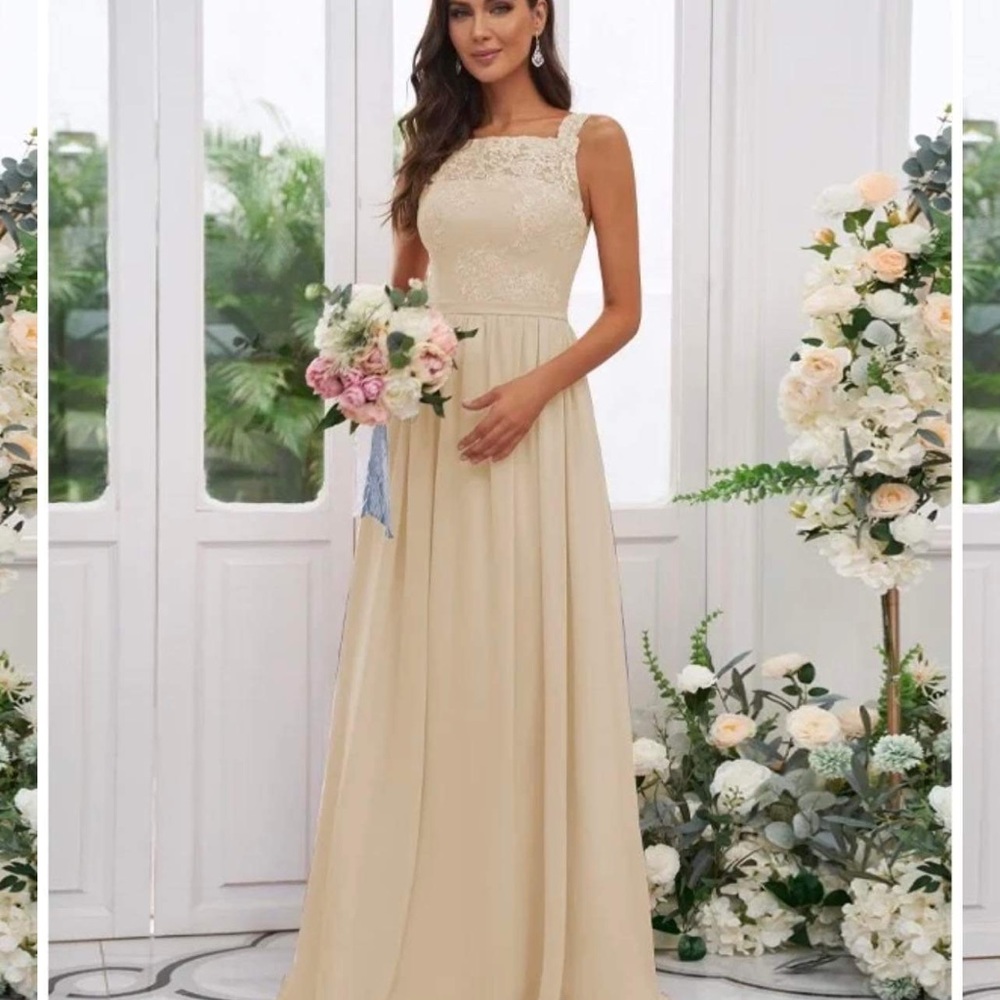 Brand new dress from hebeos won’t let me return beautiful champagne colored gown